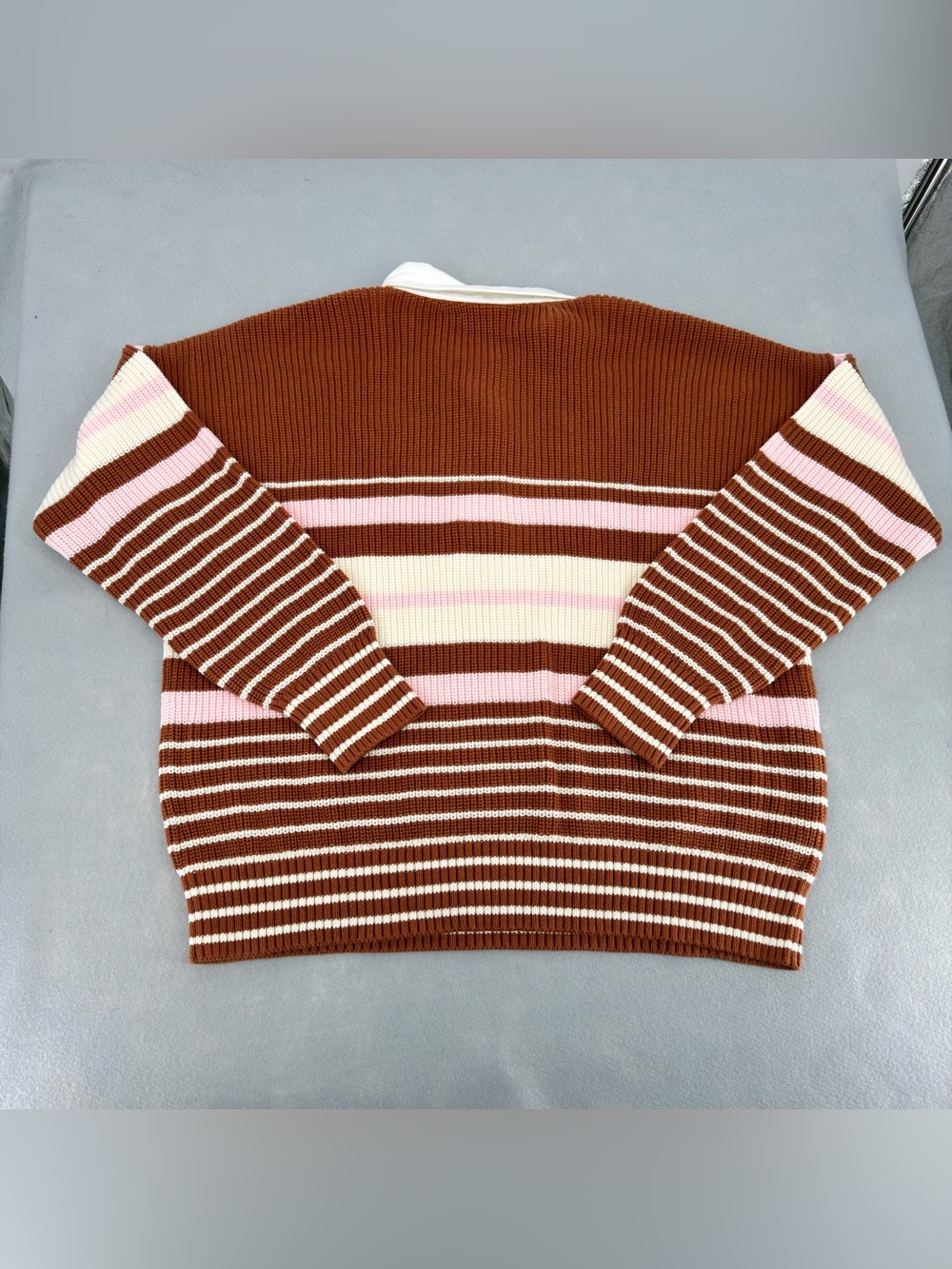 New Lands End Drifter Rugby with Woven Collar Sweater Large - Picture 6 of 8